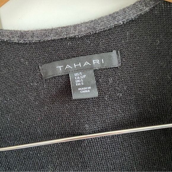 Tahari Merino Wool Knit Sweater Vest Open Front Gray Size Small - Picture 8 of 10